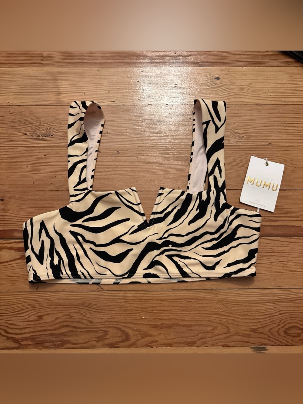 Show Me Your Mumu Women's Zebra Print Tanning Swim Top Size Large L New